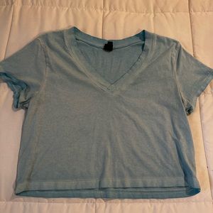 Target light blue cropped V-neck t shirt! Size S